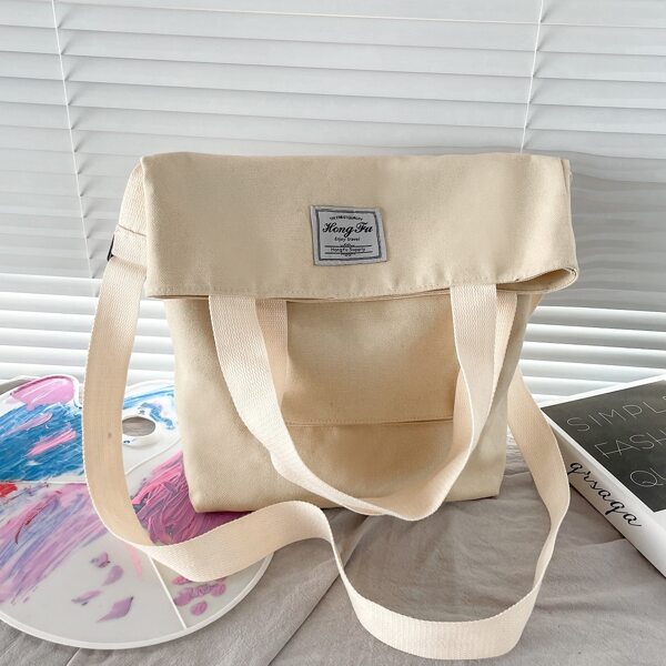 

Letter Graphic Shoulder Tote Bag, White