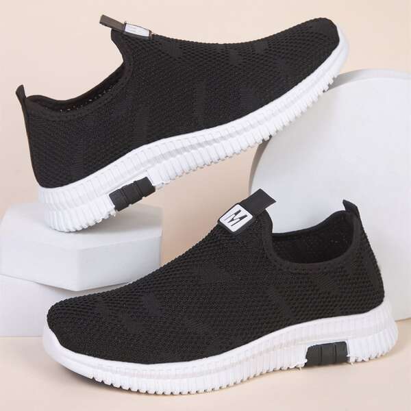 

Lace-Up Front Slip-On Sneakers, Black
