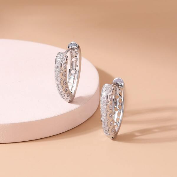 

Zircon Decor Earrings, Silver