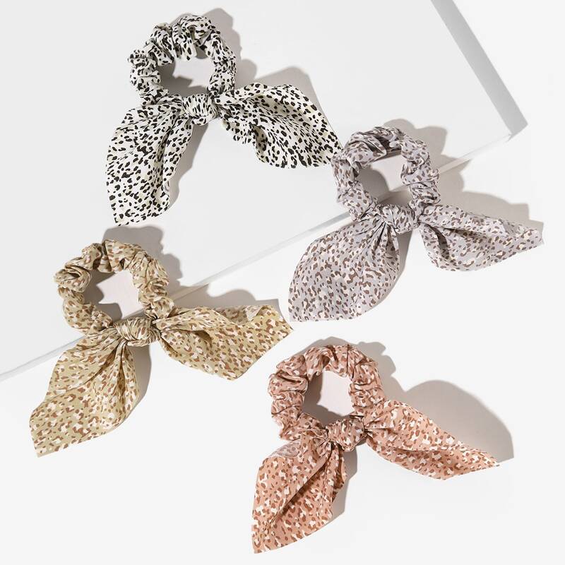 

4pcs Leopard Graphic Hair Tie, Multicolor