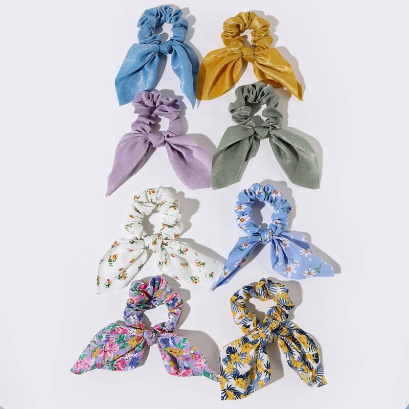 

8pcs Flower Graphic Hair Tie, Multicolor