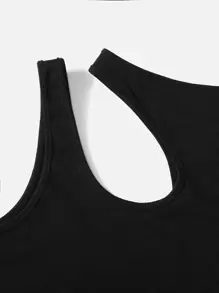 Muchica 2Pcs Solid Asymmetrical Neck Tank Top Workout Tops - Multicolor - View 5