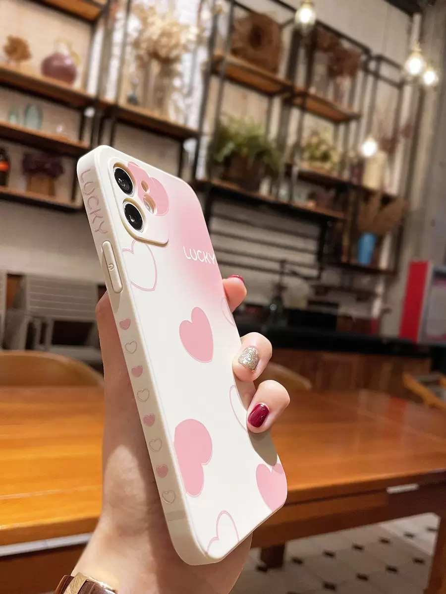Ốp Điện Thoại Họa Tiết Trái Tim Tương Thích Với IPhone 11,IPhone 13,IPhone 14 Pro Max - Hồng - Xem 1