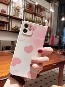 Ốp Điện Thoại Họa Tiết Trái Tim Tương Thích Với IPhone 11,IPhone 13,IPhone 14 Pro Max - Hồng - Xem 2