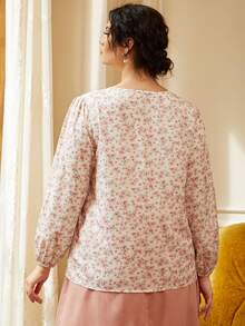 Áo sơ mi Plus Size Xù Hoa Tất cả trên in Boho - Nhiều màu - Xem 2