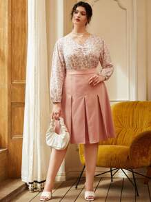 Áo sơ mi Plus Size Xù Hoa Tất cả trên in Boho - Nhiều màu - Xem 3