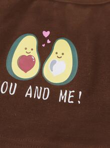 SHEIN Girls Cartoon & Letter Graphic Crop Tank Top - Brown - View 4