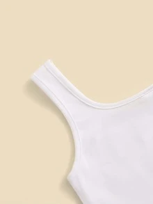 SHEIN Girls Cartoon & Letter Graphic Crop Tank Top - White - View 3