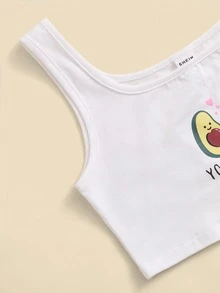 SHEIN Girls Cartoon & Letter Graphic Crop Tank Top - White - View 4