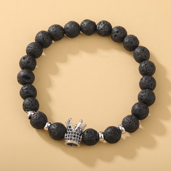 

Crown Decor Beaded Bracelet, Black