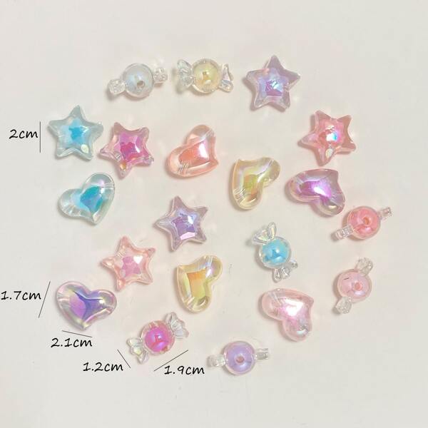 

20pcs Random Heart & Star Design DIY Jewelry Accessory, Multicolor