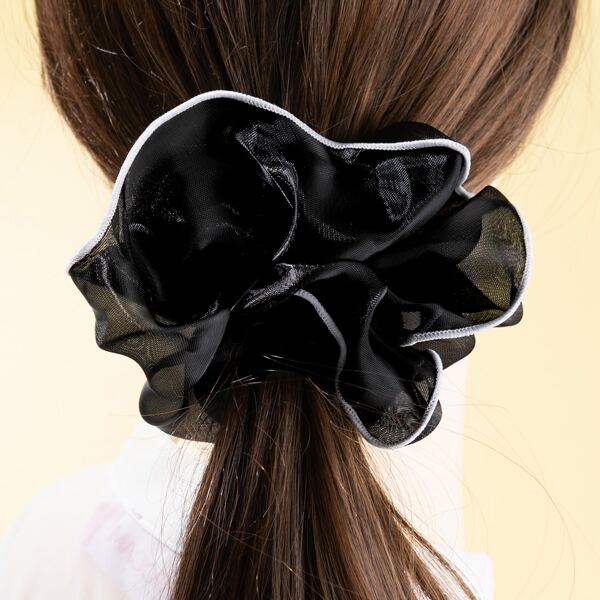 

Contrast Trim Mesh Scrunchie, Black