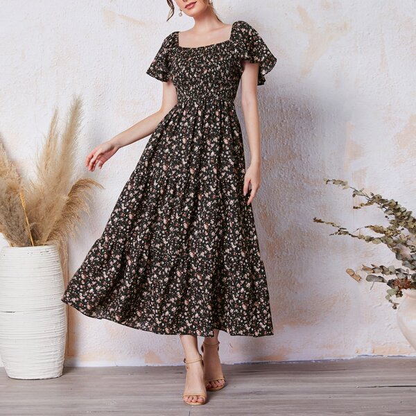 

Платье с цветочным принтом, Многоцветный