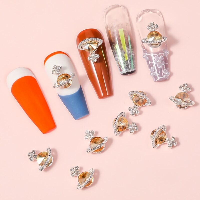 

10pcs Planet Design Nail Art Decoration, Yellow
