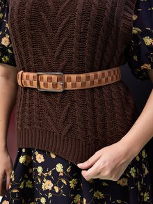 Cinturón hebilla geométrica - Marrón - Ver 3