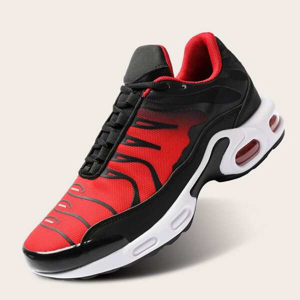 

Men Tow Tone Knit Detail Sneakers, Red