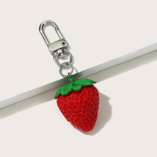 

Strawberry Design Bag Charm, Red