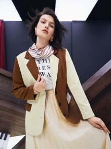 Mulvari Plus Two Tone Lapel Neck Blazer In Fall/Winter - Multicolor - View 1