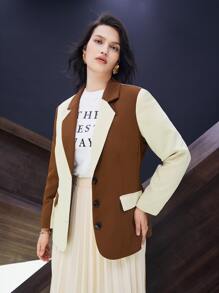 Mulvari Plus Two Tone Lapel Neck Blazer In Fall/Winter - Multicolor - View 6