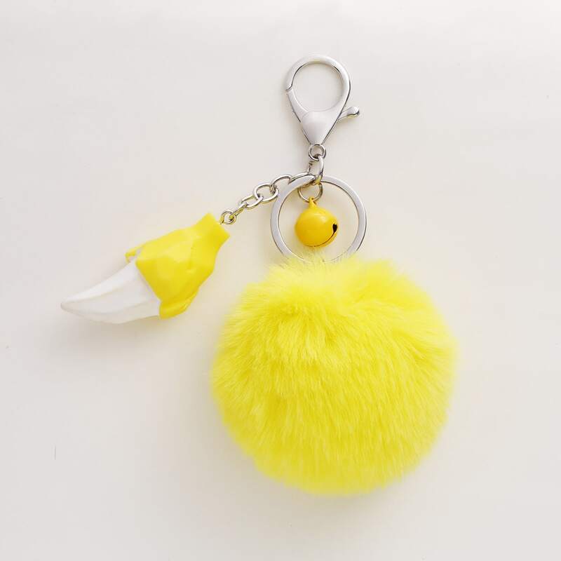 

Pom Pom Charm Keychain, Yellow