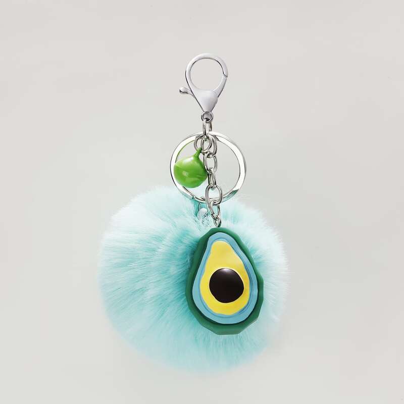

Pom Pom Charm Keychain, Blue