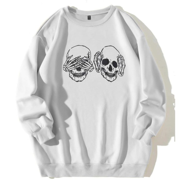 

Plus Skeleton Print Drop Shoulder Sweatshirt, Light grey