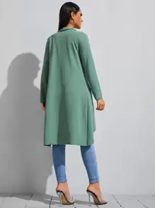 SHEIN LUNE Abrigo de cuello cascada con bolsillo oblicuo - verde menta - Ver 3