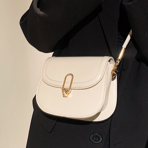 

Minimalist Flap Saddle Bag, White