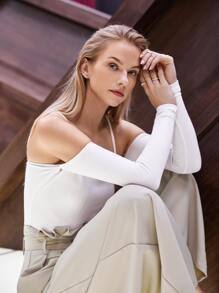 SHEIN Solid Slim Cami T-Shirt - White - View 9