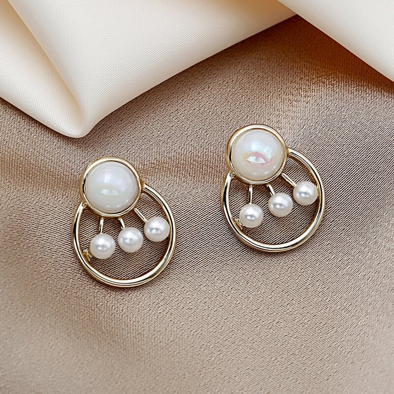 

Faux Pearl Stud Earrings, Gold