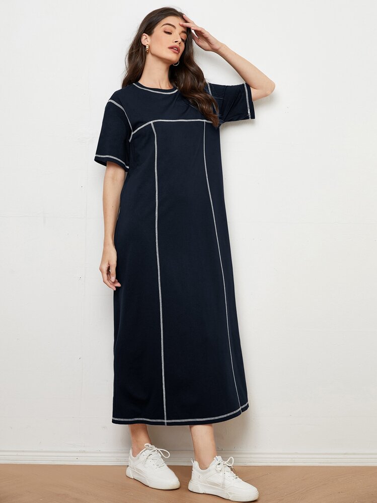 Mulvari Đầm Tương phản ràng buộc Giải trí - Màu xanh hải quân - Xem 4