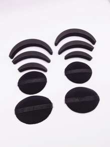 10 piezas set bases de volumen de esponja para el cabello, inserciones de Bump It Up, herramienta para peinar el cabello, moño de esponja para el cabello, accesorios para mujeres y niñas, peinados de bricolaje (negro)