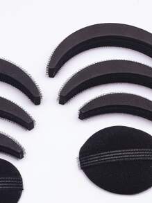10 piezas set bases de volumen de esponja para el cabello, inserciones de Bump It Up, herramienta para peinar el cabello, moño de esponja para el cabello, accesorios para mujeres y niñas, peinados de bricolaje (negro)
