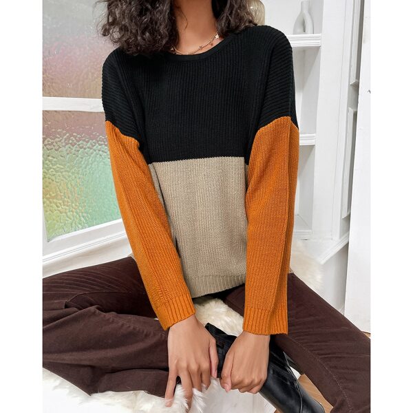 

Color Block Drop Shoulder Sweater, Multicolor
