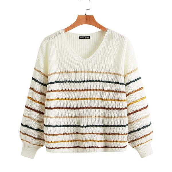 

Colorblock Striped Pattern Sweater, Multicolor