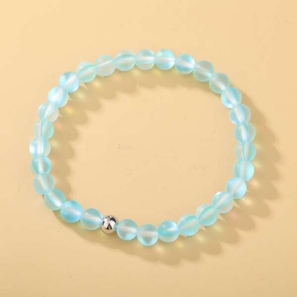 

6MM Beaded Bracelet, Baby blue