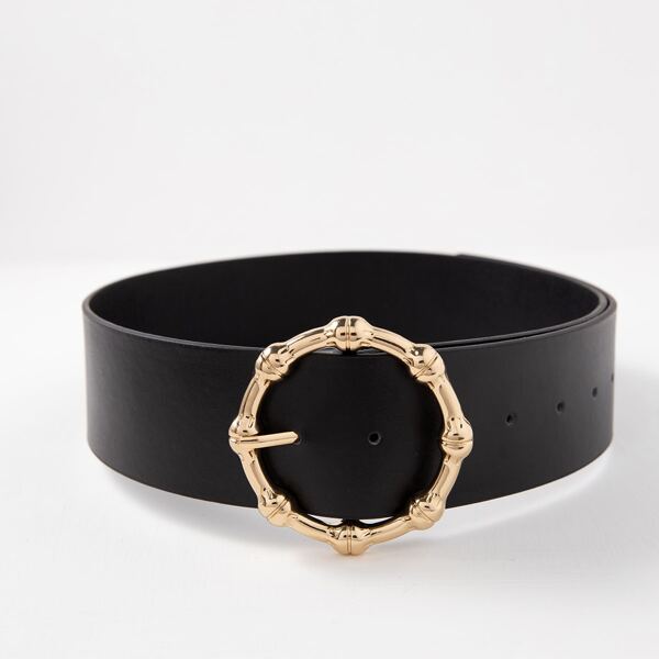 

Round Buckle Belt With Hole Punch, Black