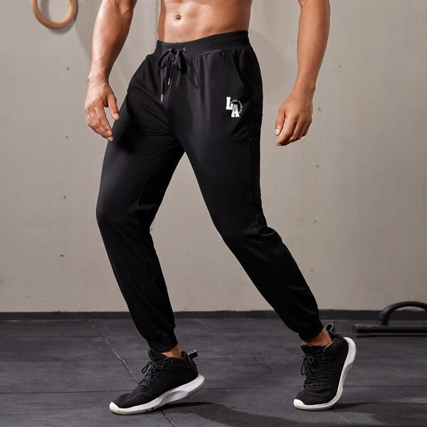 

Men Letter Graphic Sport Pants, Black