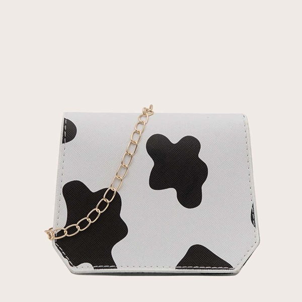 

Girls Two Tone Chain Crossbody Bag, Black and white