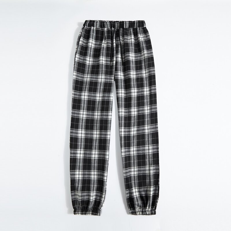 

Plaid Print Pants, Black