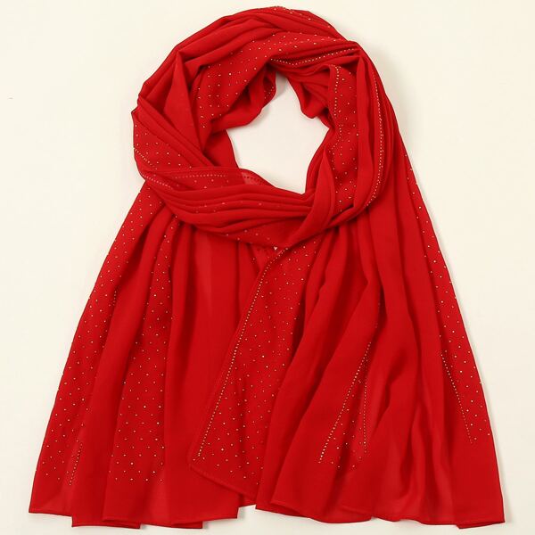 

Rhinestone Decor Scarf, Burgundy