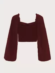 SHEIN Frenchy 布點點木耳邊短版女僕風襯衫