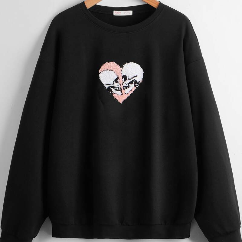 

Skeleton Embroidery Sweatshirt, Black