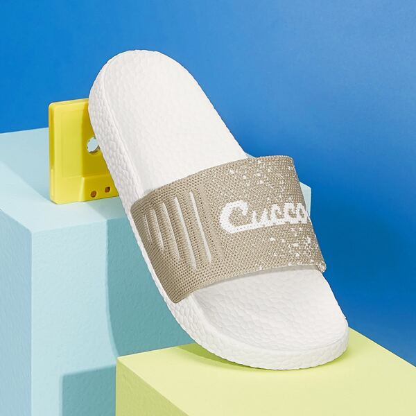 

Letter Graphic Knit Panel Slides, Khaki