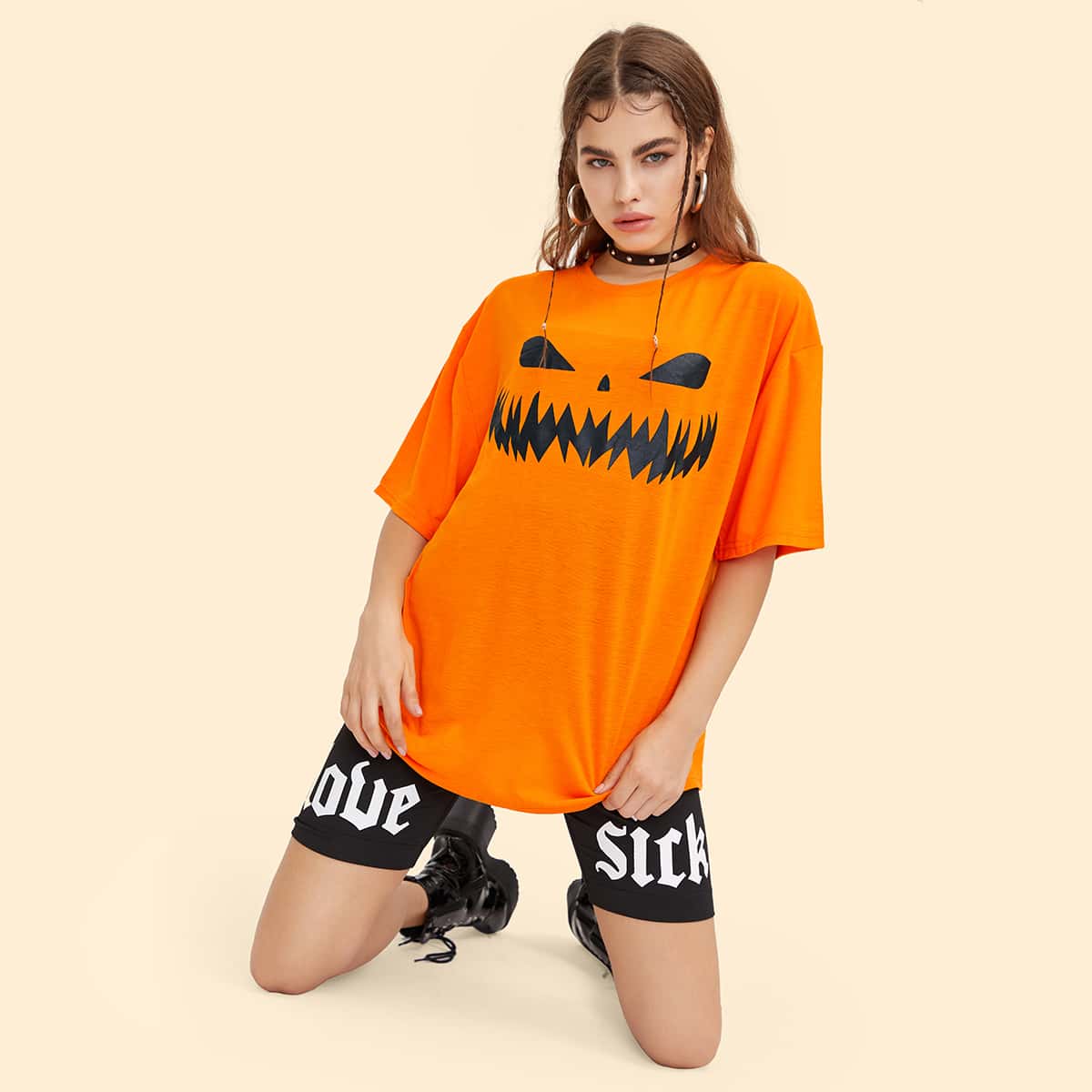 

Graphic Drop Shoulder Tee, Orange