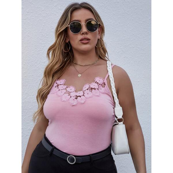 

Plus Guipure Lace Cami Top, Baby pink