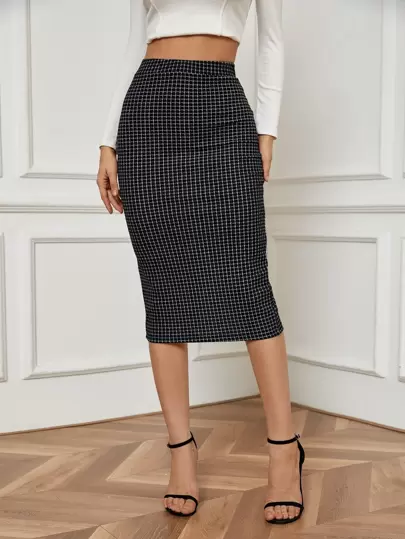 BizChic Women's Basic Black Tight Pencil Skirt, Suitable For Urban Commute, Business Casual, Office Wear, Elegant Women's Formal Attire, Autumn