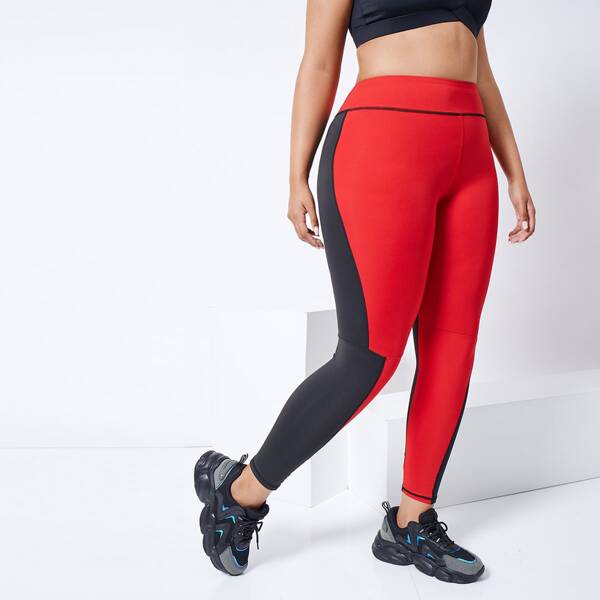 

Plus Colorblock Crop Sports Leggings, Multicolor