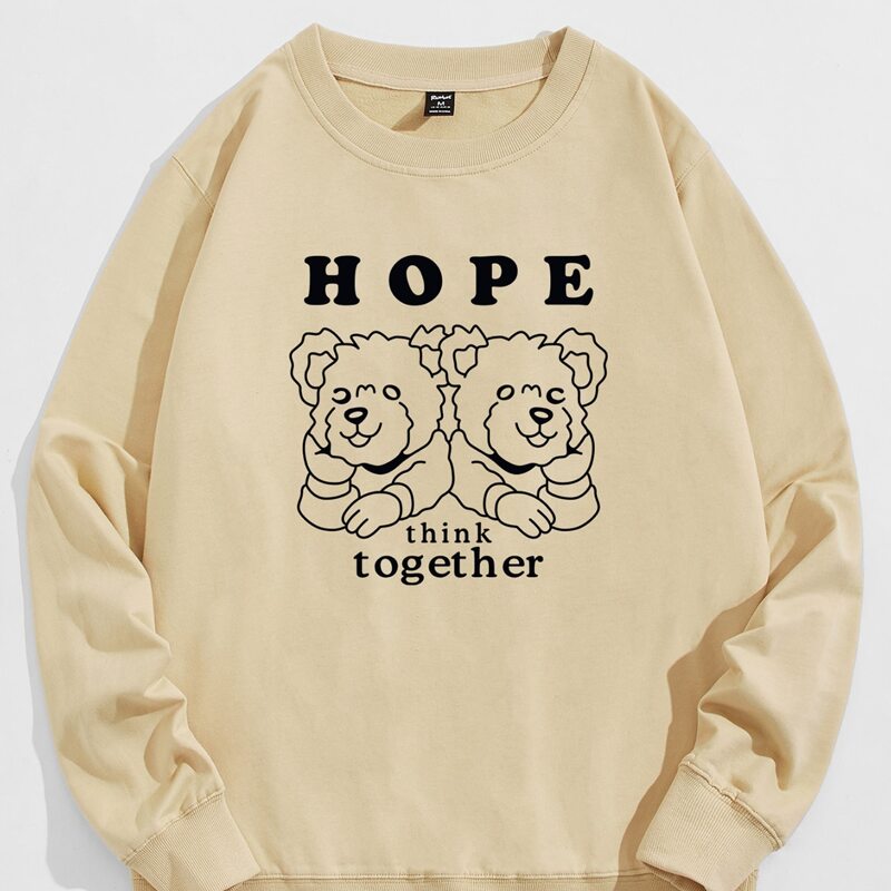 

Guys Bear Letter Print Sweatshirt, Apricot