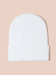 1入組中性別創意刺繡針織帽，適合日常穿著休閒 - 白色 - 查看 2